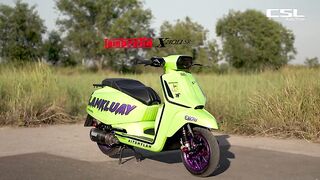 Lambretta X300SR modified for racing vs. a drag race bike