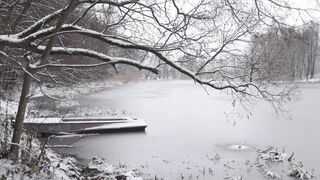 Winter solstice - boat in frozen lake | Trending HD Video