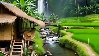 Rumah sederhana dengan viwe air terjun yang indah ???? #PeacefulLiving #NatureHeals #SimpleLife #FindYourCalm
