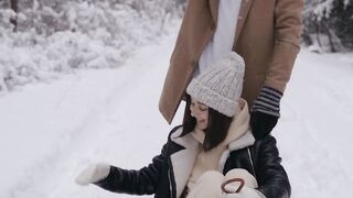 Winter solstice - couple outdoors on a snowy day | Trending HD Video