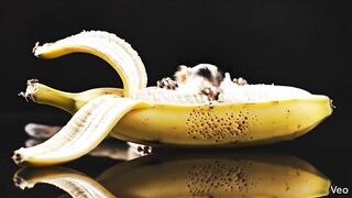 Baby monkey emerges out from banana fruit