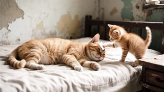 Sick Mama Cat Cared for by Kitten  ????❤️#cat #cute #funny #sick #story