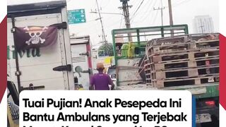 AKSI HEROIK! Bocah Kayuh Sepeda Buka Jalan untuk Ambulans di Tengah Macet, Netizen Salut ????????