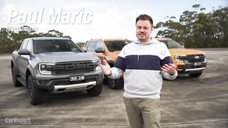 Ford Ranger Raptor v Wildtrak V6 v Wildtrak 4cyl Dragparison Drag race, sound test & 0-100