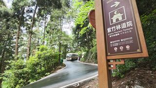 travelite - tourist buses navigate curve to zhuhua temple | Trending HD Video