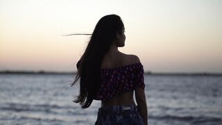The Bold and the Beautiful - back view of woman at the sea shore | Trending HD Video