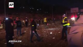 Aftermath of a strike in Jerusalem after Iran launches missiles.