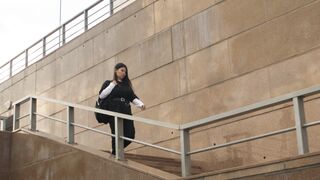 The Bold and the Beautiful - woman carrying backpack going down the stairs | Trending HD Video