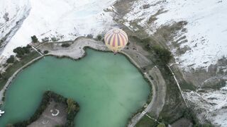 Travel Backpack - aerial view of hot air balloon over pamukkale | Trending HD Video 2