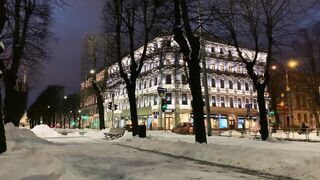Winter solstice - view of the snow covered street in the city | Trending HD Video