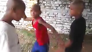 Funny kids playing with their bald head slap game