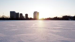 Snow boot - drone footage of the river covered with snow | Trending HD Video