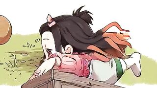 chibi-nezuko-tries-to-crawl-back-into-her-wooden-b 2