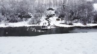 Winter solstice - aerial shot of snow covered trees | Trending HD Video