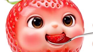 Adorable Apple Cute Tiny Baby Strawberry ???????? Funny Surreal Chewing & Juice ASMR! ai video