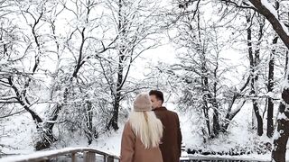 Winter solstice - a couple walking on a hanging bridge | Trending HD Video