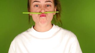 Woman - woman with a stalk of asparagus | Trending HD Video 2