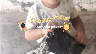 The Most Exciting Moment! Little Boy Can't Wait to Open His Package