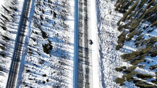 Winter solstice - railway tracks and a road in a winter landscape | Trending HD Video