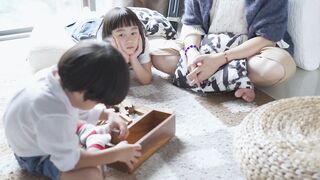 Funny Gift Ideas - cute kids playing with blocks and grandma watching them | Trending HD Video