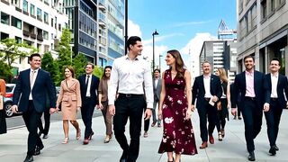 People Walking in the middle of Modern City with Smiles and so Kindly