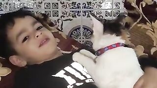 My cat and baby in a warm lap