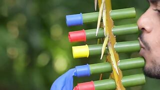 Five Clour balloone Slingshots with Bamboo and Dateplam _Bamboo _bambooidea _bamboo _craft _toys _bamboocraft _diy