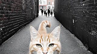 Cat Walking with Pretty Smile