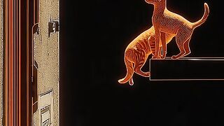 Cat Jumping Playing with Dog