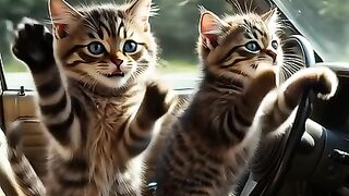 Kitten’s First Driving Lesson Goes Wrong!