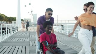 Funny Gift Ideas - friends having fun in the harbor boardwalk | Trending HD Video