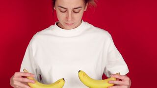 Woman Within - woman placing bananas on chest | Trending HD Video