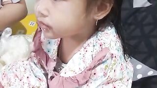 My darling is eating while watching cartoons. So happy, my dear.” ????