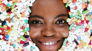 The Pioneer Woman - woman surrounded by pills and smiling | Trending HD Video