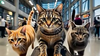 Cats Running Late for Their Flight! ????✈️
