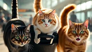 Cats Running Late for Their Flight! ????✈️ #FunnyCats