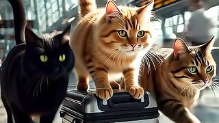 Cats Running Late for Their Flight! ????✈️ 2