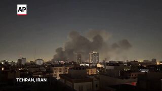 Plumes of smoke rise as airstrikes rock Tehran, Iran.