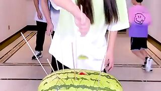Eating watermelon challenge is so exciting, save it for later!.