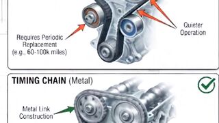 Differences and advantages of Timing Belt vs Timing Chain!