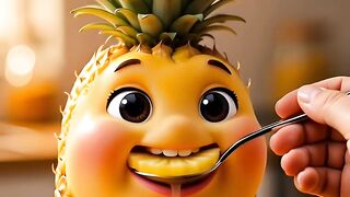 Cute Baby Pineapple Eating Itself with Spoon ???????? | Ultra Satisfying ASMR Tingles ???? #aivideo