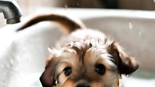 Bath Time Chaos with a Fluffy Puppy! ???????? 4