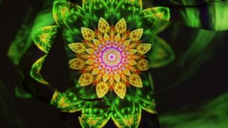 The Shy Snow Woman and the Cursed Ring - woman dancing while projected with psychedelic lights