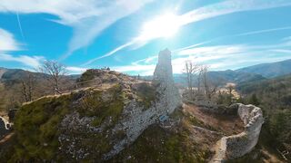 4K Computer Monitor - aerial view of historic hilltop castle ruins | Trending HD Video