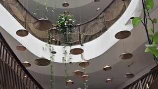 Wallpaper hanging - conical hats hang in the middle of the house s ventilation duct | Trending