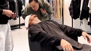 prank kissing girlfriend while cutting hair