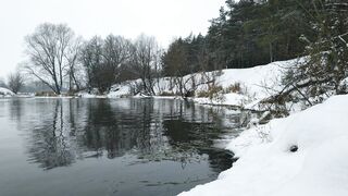 Winterhalter - a body of water in a winter forest | Trending HD Video