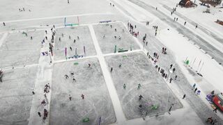 Wallpaper removal - aerial view of winter ice hockey tournament | Trending HD Video