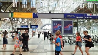 travelite - people walking at the leipzig central station in germany | Trending HD Video