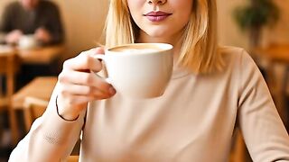 “Her Coffee Foam Art Surprise! ☕????”